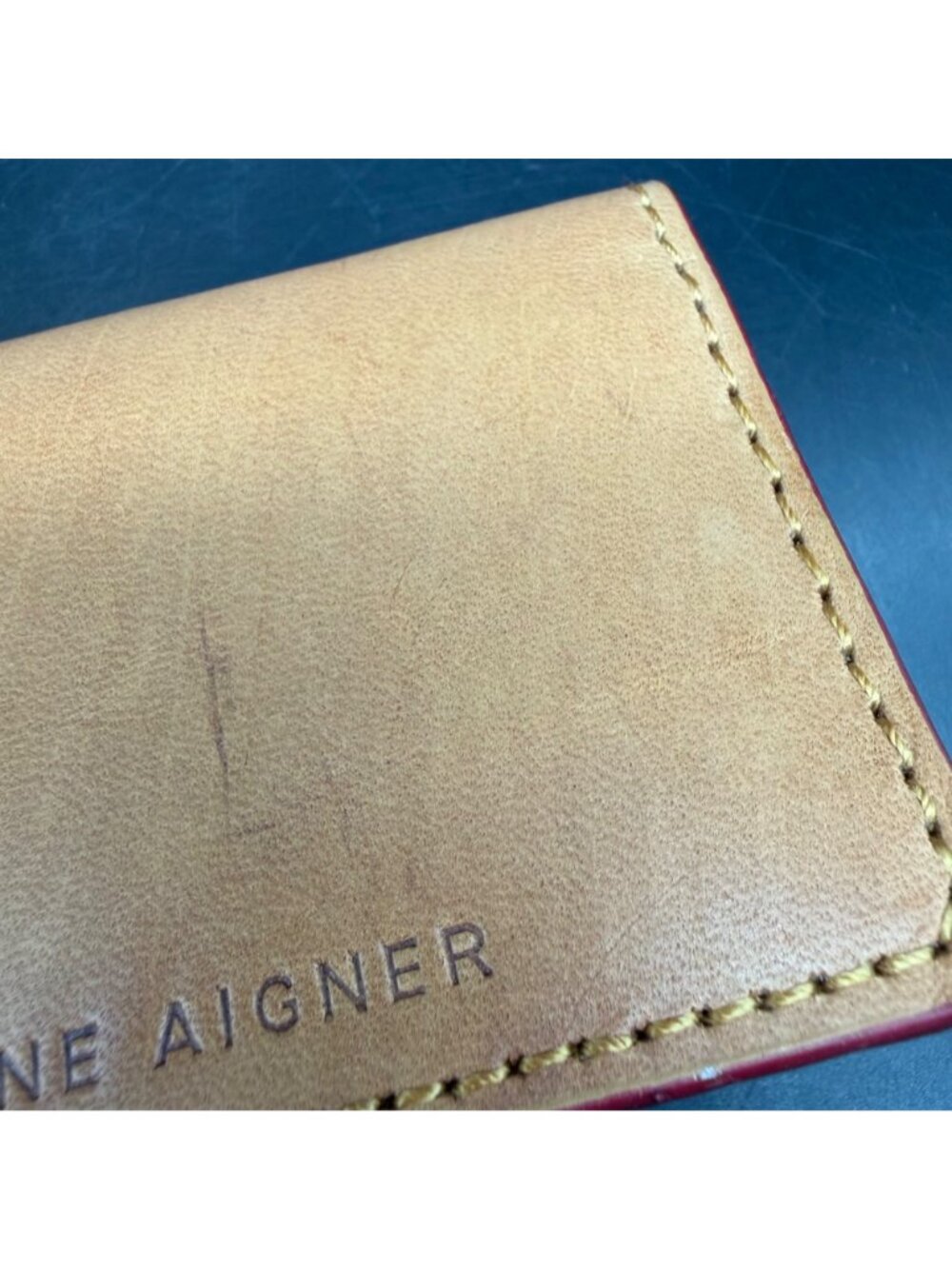 Etienne Aigner Tan Leather Card Case Wallet Wristlet Gold Hardware - Picture 7 of 13